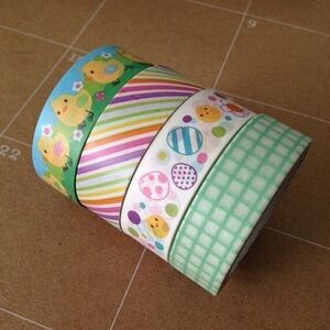 Washi Tape Rolls Easter Set Eggs Rabbits Chicks Stripes Plaid Scrapbooking Craft